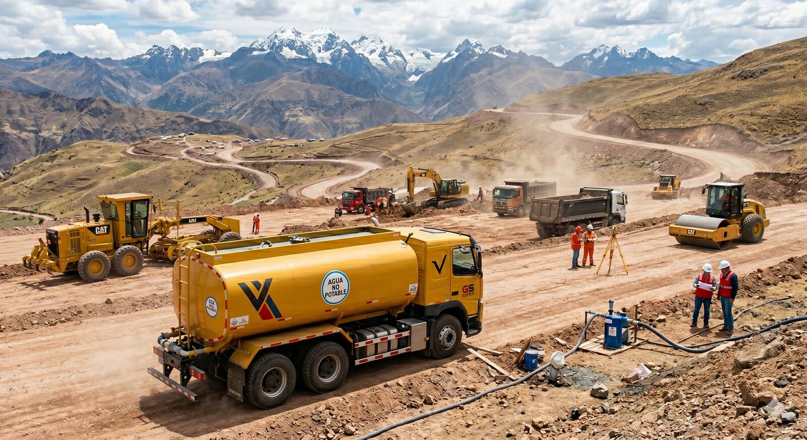 Cisterna de Agua No Potable abasteciendo obra en carretera