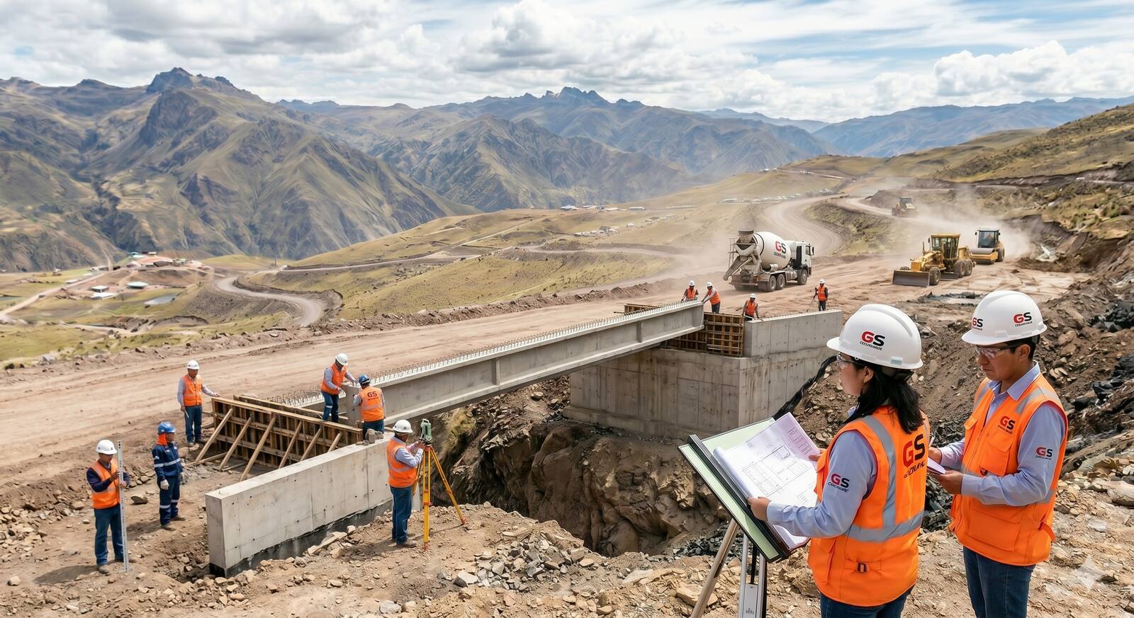 Equipo de Construcción Guzman Sur en obra de puente